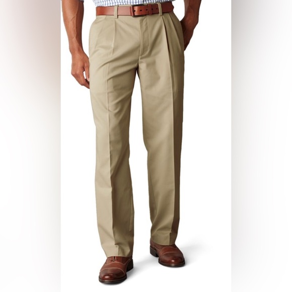 DOCKERS D3 CHINO KHAKI PANTS TAN COTTON PLEATED - Picture 1 of 9